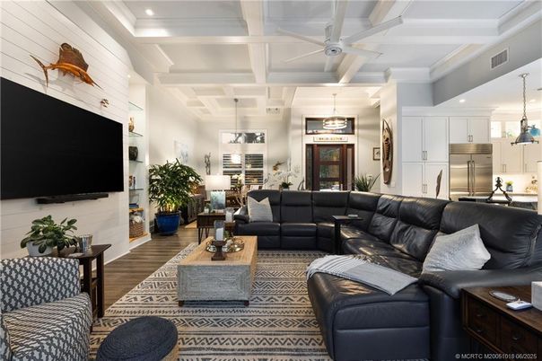 Interior, Kitchen, Living room, Pendant Lights, Recessed Lighting, Stainless Steel Appliances, Wood Texture Flooring
