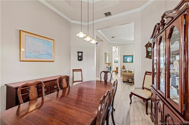 Dining room, Interior, Living room, Marble, Pendant Lights, Wood Texture Flooring
