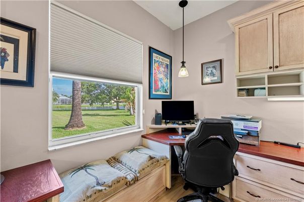 Home Office, Interior, Pendant Lights, Wood Texture Flooring