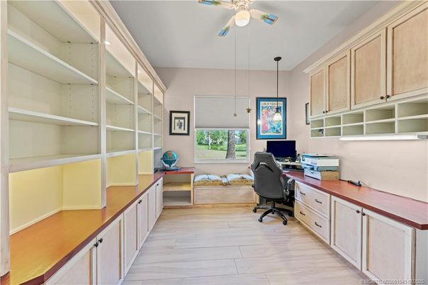 Home Office, Interior, Pendant Lights, Wood Texture Flooring