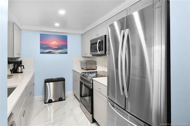 Interior, Kitchen, Marble, Recessed Lighting, Stainless Steel Appliances