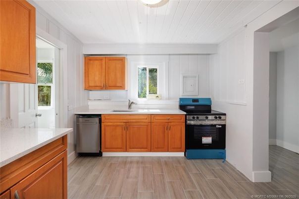 Interior, Kitchen, Stainless Steel Appliances, Wood Texture Flooring