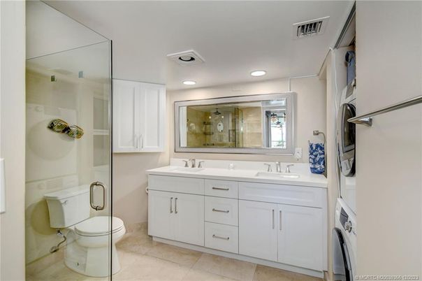 Bathroom, Dual Sink Vanities, Glass Shower, Interior, Recessed Lighting