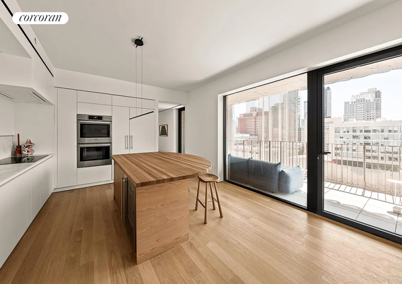Interior, Kitchen, Pendant Lights, Stainless Steel Appliances, Wood Texture Flooring