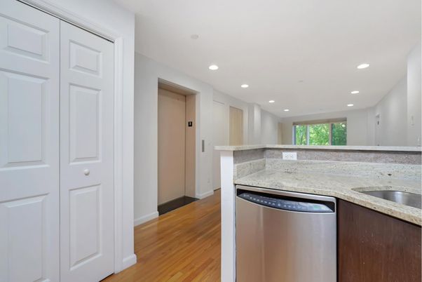 Interior, Kitchen, Recessed Lighting, Wood Texture Flooring