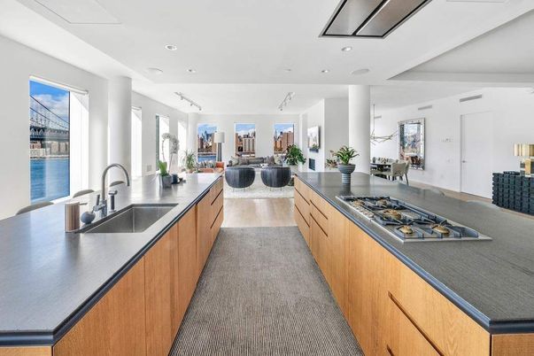 Interior, Kitchen, Living room, Recessed Lighting, Wood Texture Flooring