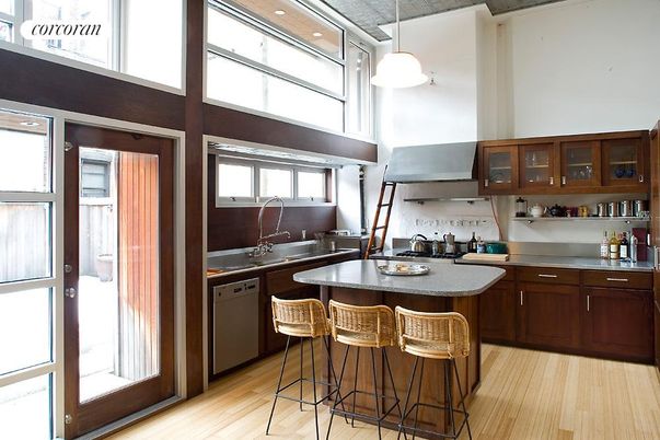 Interior, Kitchen, Pendant Lights, Wood Texture Flooring