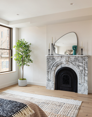 Fireplace, Interior, Recessed Lighting, Wood Texture Flooring