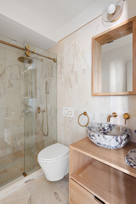 Bathroom, Glass Shower, Interior, Marble Walls