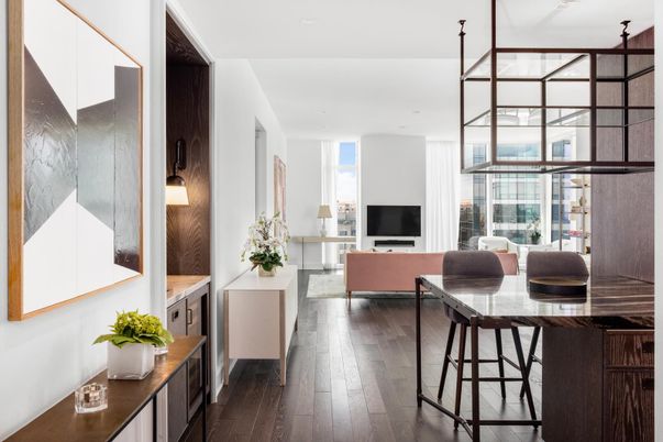 Interior, Living room, Recessed Lighting, Wood Texture Flooring