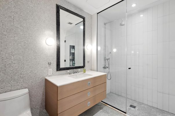 Bathroom, Glass Shower, Interior, Recessed Lighting