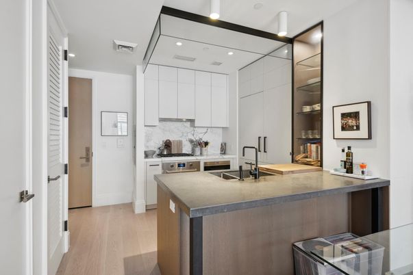 Interior, Kitchen, Recessed Lighting, Wood Texture Flooring