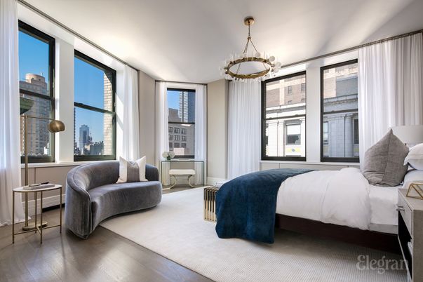 Bedroom, Interior, Pendant Lights, Wood Texture Flooring