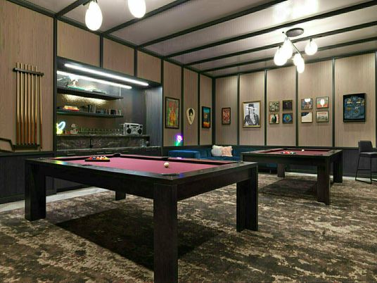 Billiard Table, Game Room, Interior, Pendant Lights