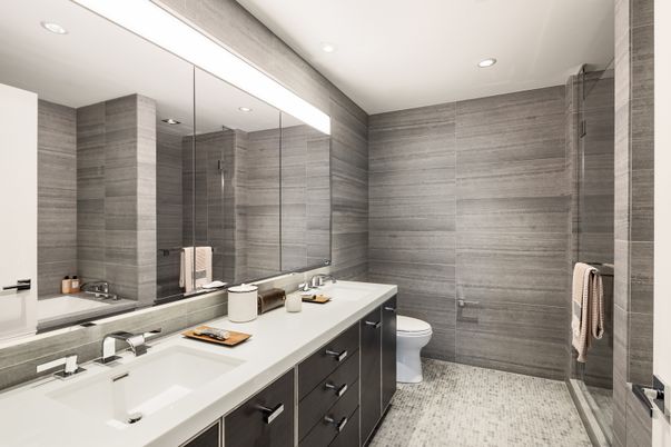 Bathroom, Dual Sink Vanities, Glass Shower, Interior, Recessed Lighting