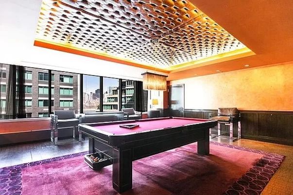 Billiard Table, Game Room, Interior, Recessed Lighting