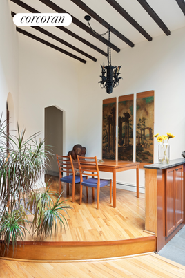Dining room, Interior, Wooden Beams, Wood Texture Flooring