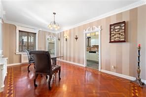 Chandelier, Dining room, Interior, Wood Texture Flooring