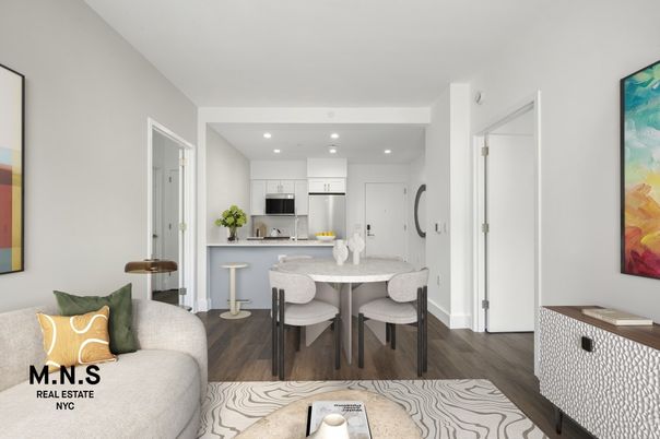 Dining room, Interior, Kitchen, Recessed Lighting, Stainless Steel Appliances, Wood Texture Flooring