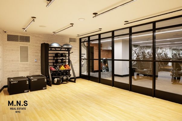 Fitness Equipment, Interior, Stone Walls, Wood Texture Flooring