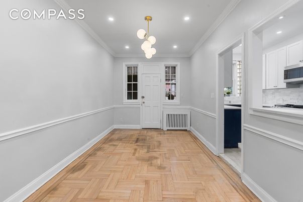 Interior, Kitchen, Pendant Lights, Recessed Lighting, Wood Texture Flooring