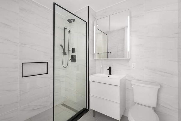 Bathroom, Glass Shower, Interior, Marble Walls