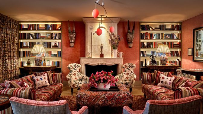 Fireplace, Interior, Living room, Pendant Lights, Wood Texture Flooring