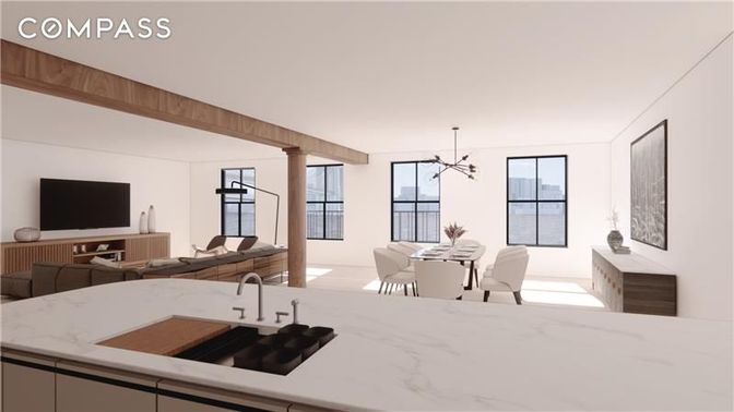 Dining room, Interior, Kitchen, Living room, Pendant Lights, Wooden Beams, Wood Texture Flooring