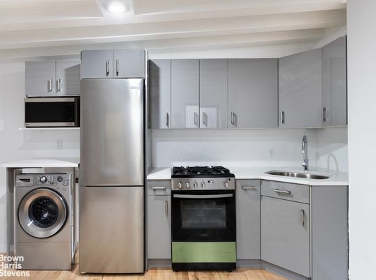 Interior, Kitchen, Stainless Steel Appliances, Washer, Wood Texture Flooring