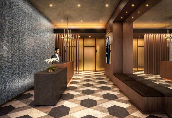 Elevator, Interior, Pendant Lights, Recessed Lighting, Wooden Walls