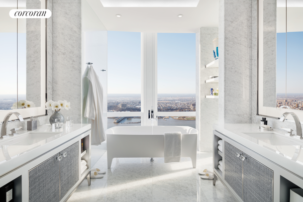 Bathroom, Dual Sink Vanities, Free Standing Baths, Interior, Recessed Lighting