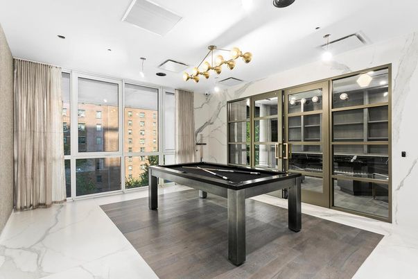 Billiard Table, Game Room, Interior, Recessed Lighting, Wood Texture Flooring