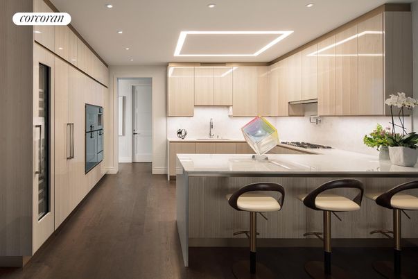 Interior, Kitchen, Recessed Lighting, Wood Texture Flooring