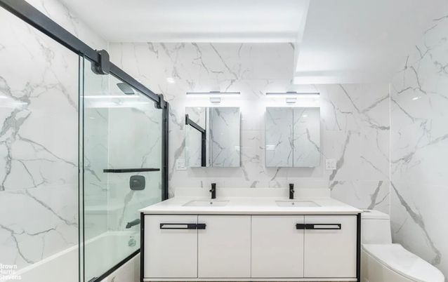 Bathroom, Glass Shower, Interior, Marble Walls