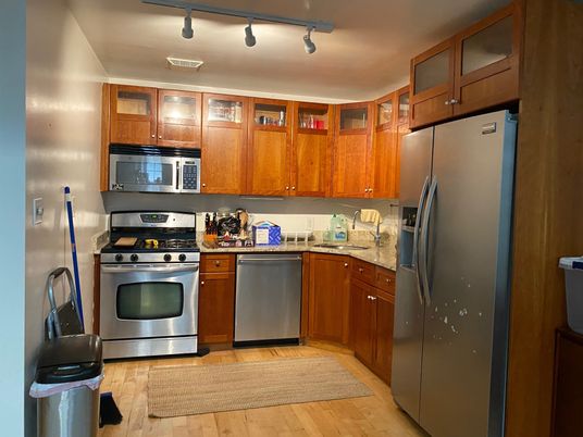 Interior, Kitchen, Stainless Steel Appliances, Wood Texture Flooring