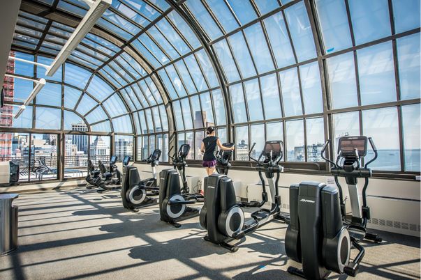 Fitness Equipment, Glass Ceilings, Gym, Interior, Sun Room, Water