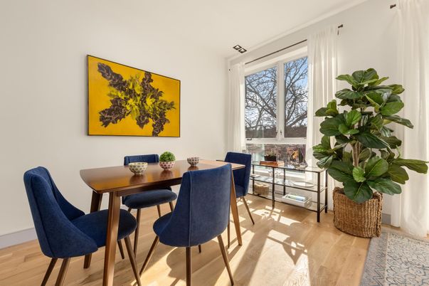 Dining room, Fireplace, Interior, Wood Texture Flooring