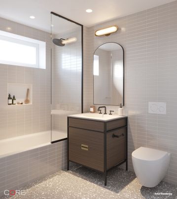 Bathroom, Glass Shower, Interior, Recessed Lighting