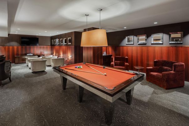 Billiard Table, Game Room, Interior, Pendant Lights, Recessed Lighting
