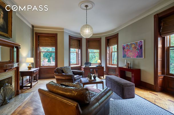 Fireplace, Interior, Living room, Pendant Lights, Wood Texture Flooring