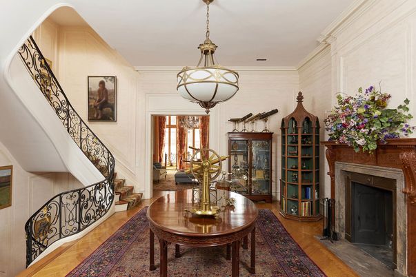Fireplace, Interior, Pendant Lights, Wood Texture Flooring