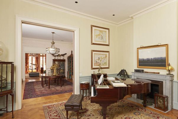 Home Office, Interior, Pendant Lights, Piano, Recessed Lighting, Wood Texture Flooring