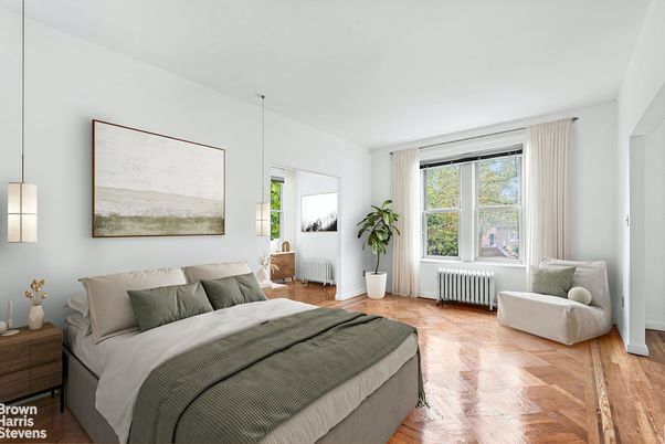 Bedroom, Interior, Pendant Lights, Wood Texture Flooring