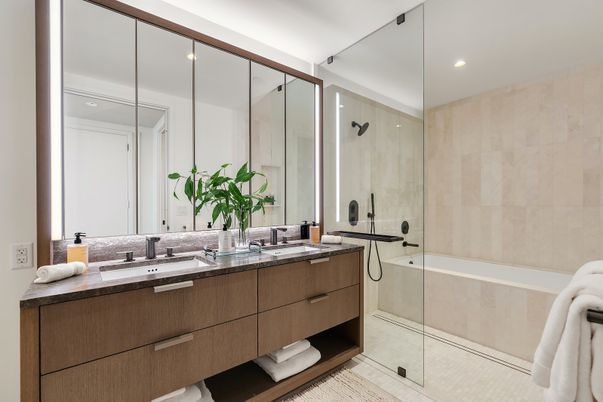 Bathroom, Glass Shower, Interior, Recessed Lighting