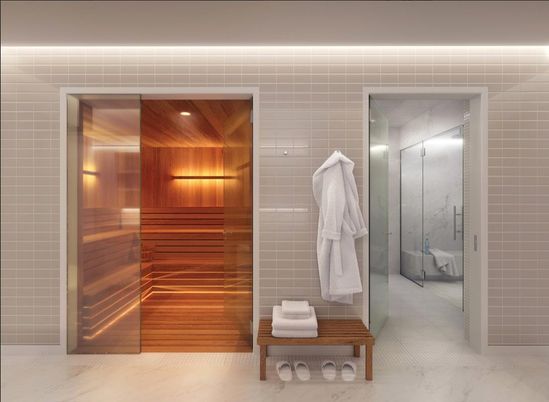 Bathroom, Glass Shower, Interior, Marble, Sauna Room