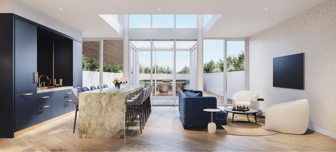 Interior, Living room, Recessed Lighting, Wood Texture Flooring