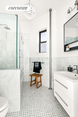 Bathroom, Glass Shower, Interior, Marble Walls