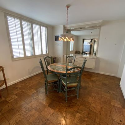 Dining room, Interior, Pendant Lights, Recessed Lighting, Wood Texture Flooring
