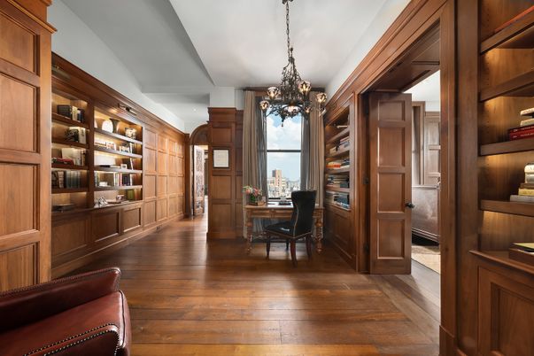 Chandelier, Home Office, Interior, Wood Texture Flooring