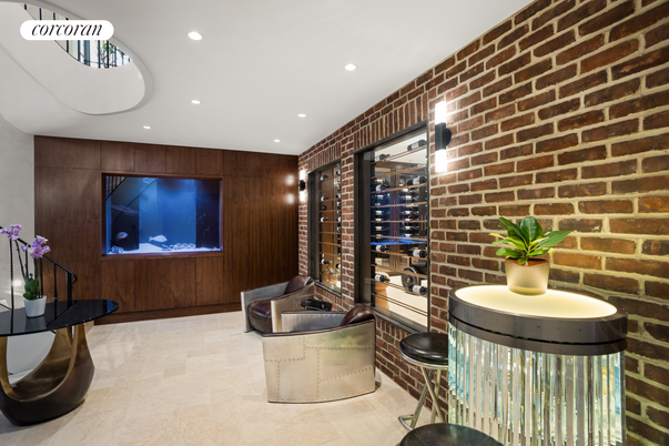 Interior, Recessed Lighting, Stone Walls, Wine Storage